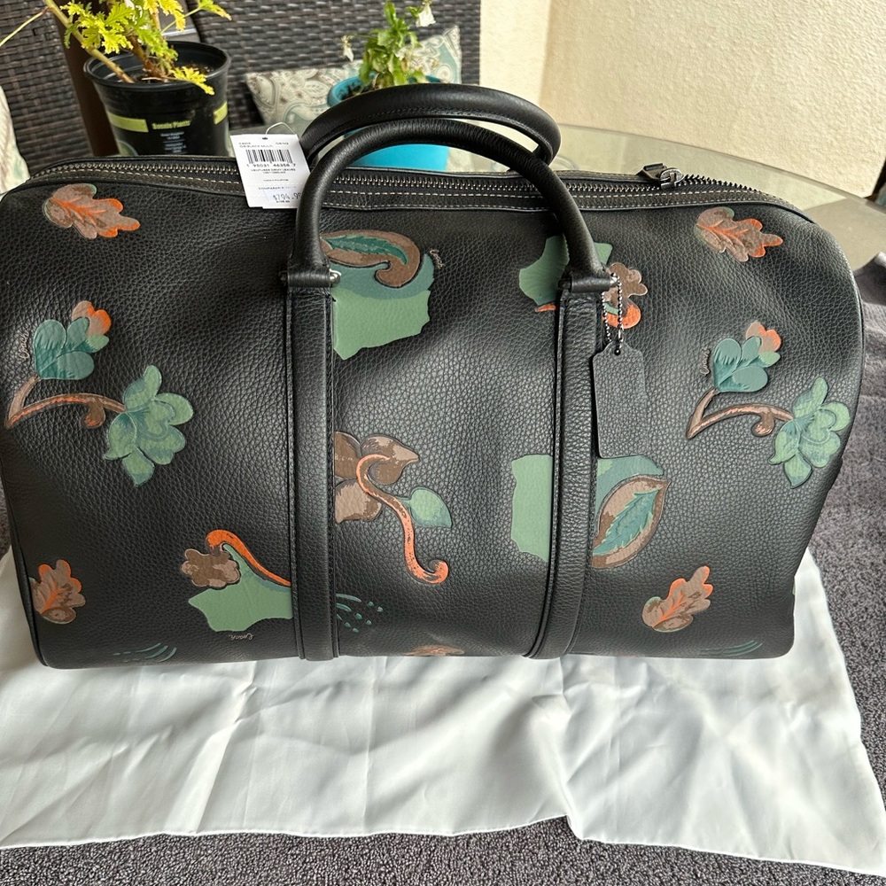 Coach Venturer Travel Shoulder Duffle GYM Bag With Dreamy Leaves Print